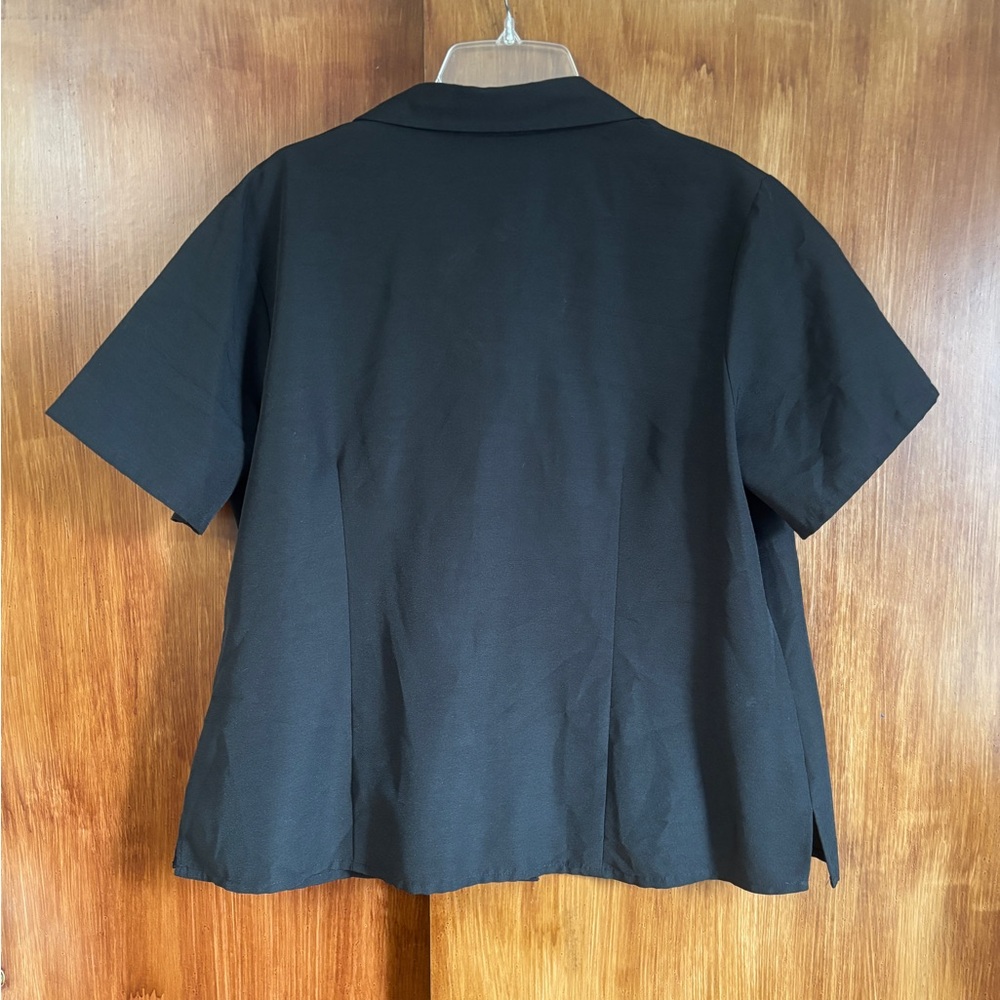 EUC Vintage Laura Scott Button-Down Short-Sleeve Black Shirt | Women’s Plus 20W - Picture 6 of 16